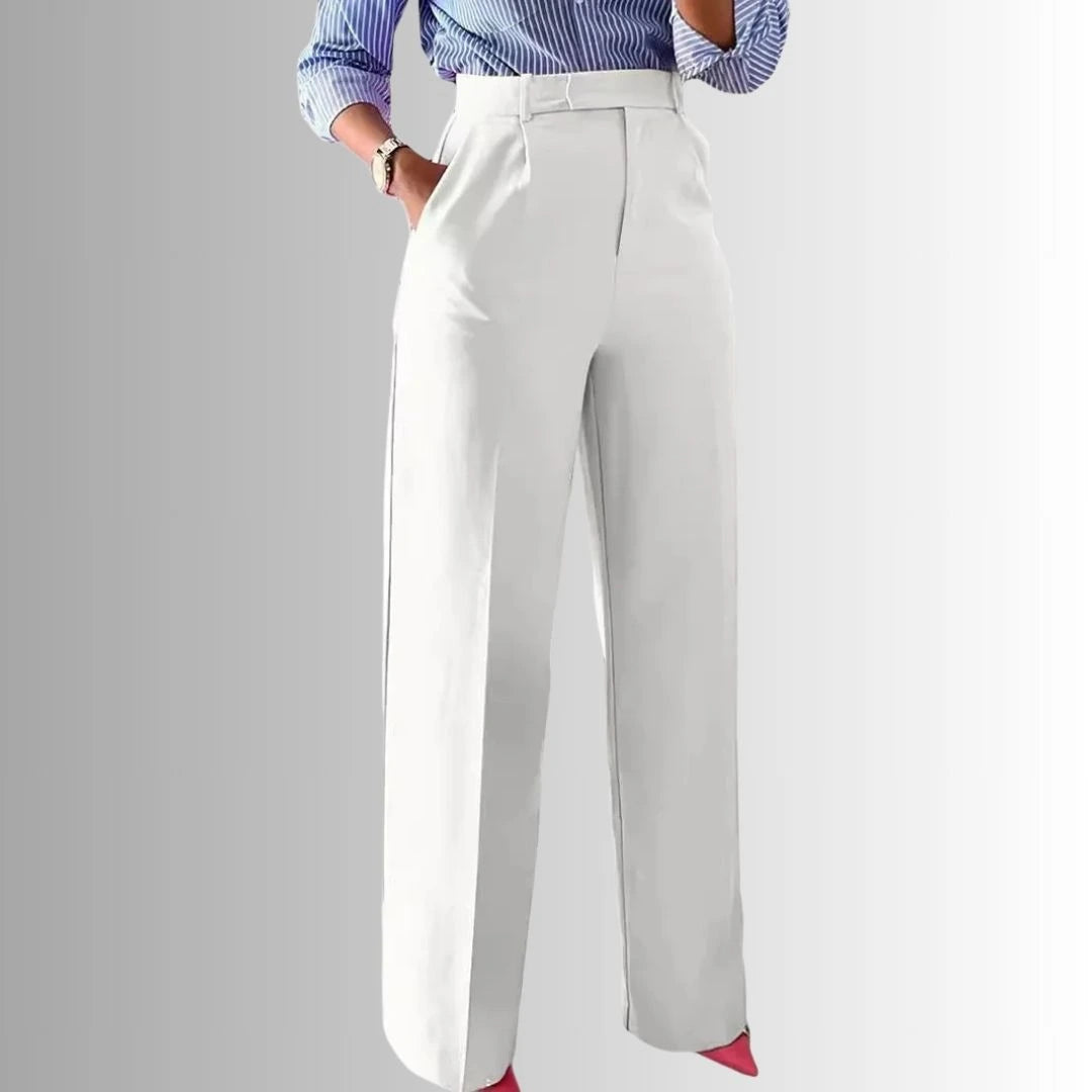 Zoe white Pants  high-waist flowing women’s trousers